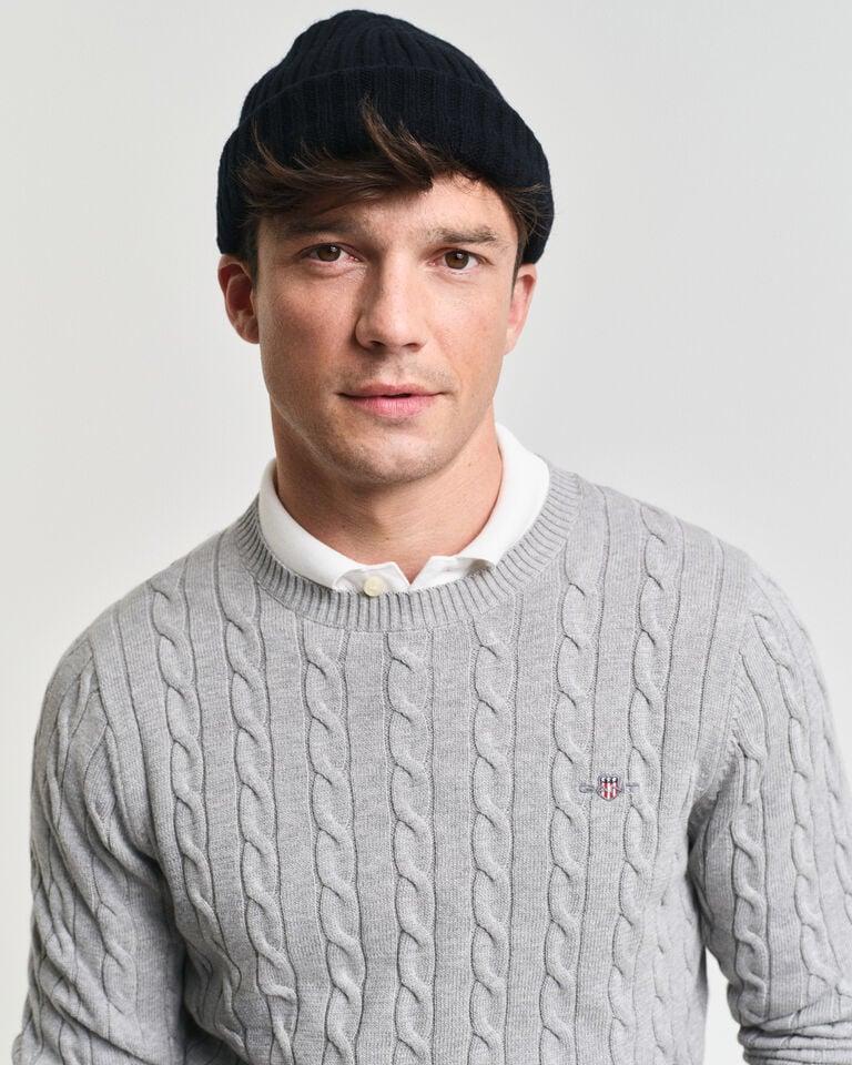 Gant Jersey de cuello redondo y punto de ochos en algodón Outlet