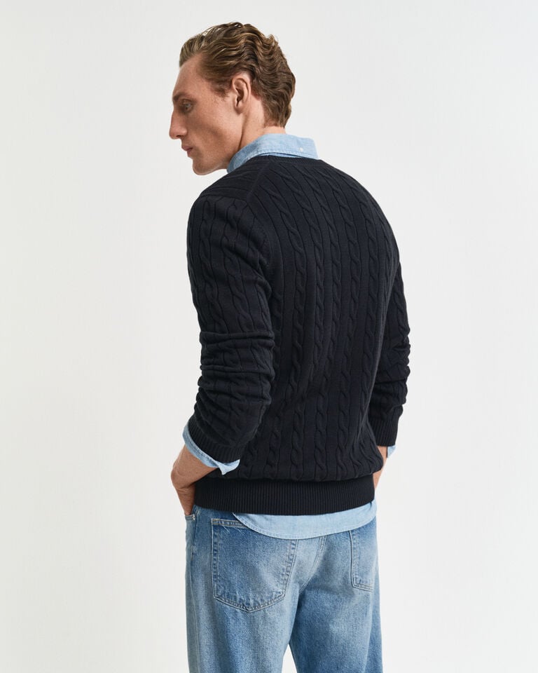 Gant Jersey de cuello redondo y punto de ochos en algodón Rebajas