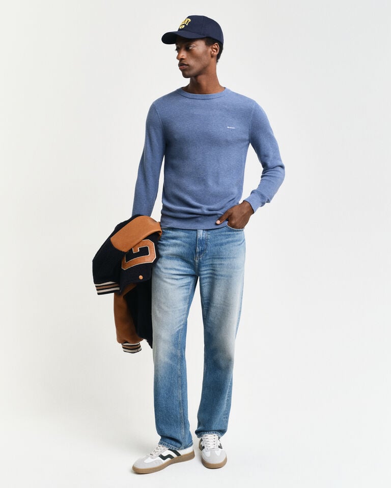 Gant Jersey de cuello redondo en piqué de algodón Rebajas de fábrica