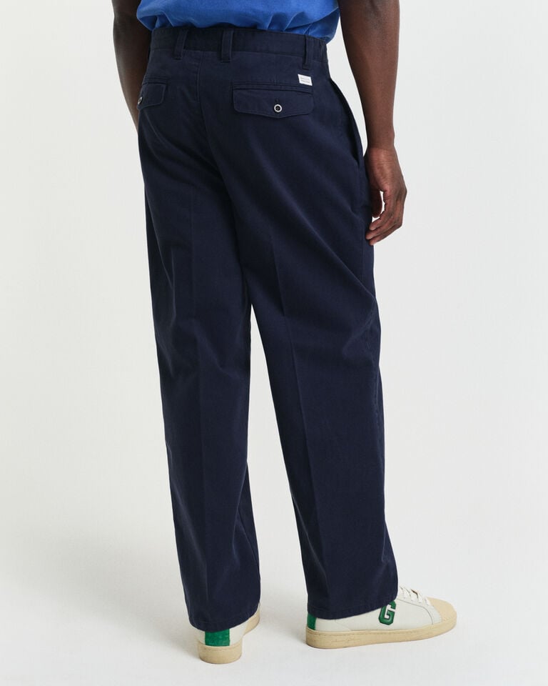 Gant Pantalones chinos de pinzas Relaxed Fit en sarga de algodón Promoción por tiempo limitado