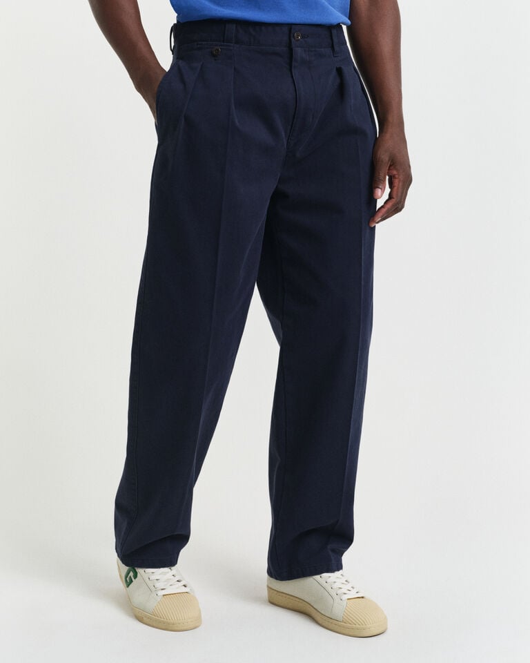 Gant Pantalones chinos de pinzas Relaxed Fit en sarga de algodón Promoción por tiempo limitado