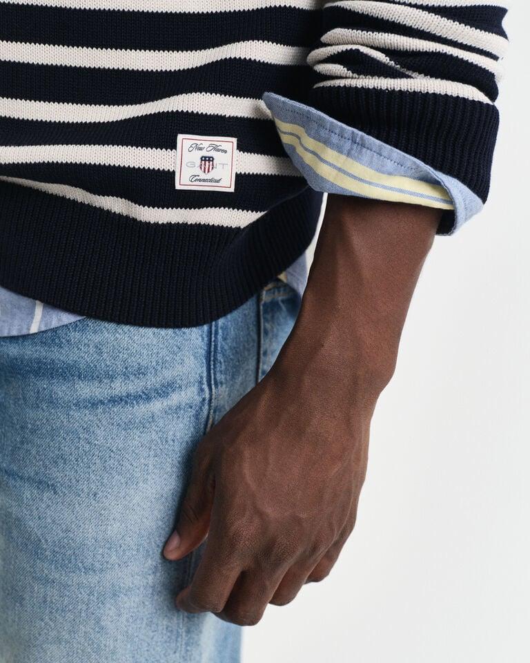 Gant Jersey de algodón a rayas con media botonadura en el cuello Gran oferta