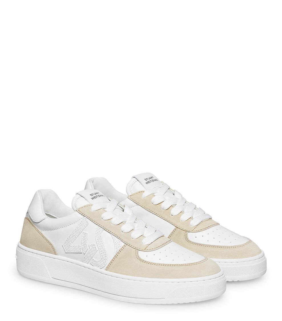 Stuart Weitzman SW COURTSIDE MONOGRAM SNEAKER en BLANCO/BEIGECLARO de Mujer | Stuart Weitzman® En oferta