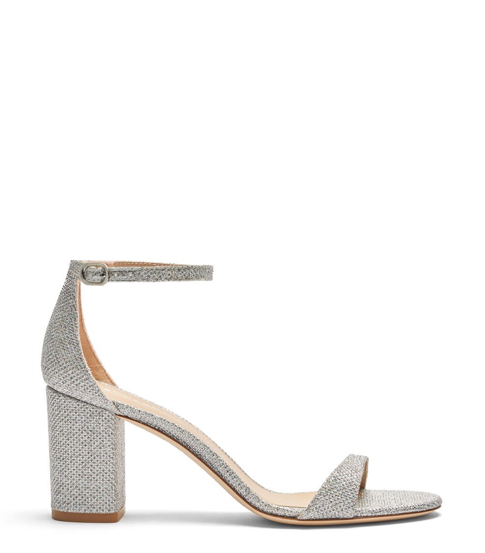 Stuart Weitzman NUDIST II 75 BLOCK SANDAL en CRISTAL de Mujer | Stuart Weitzman® Último día