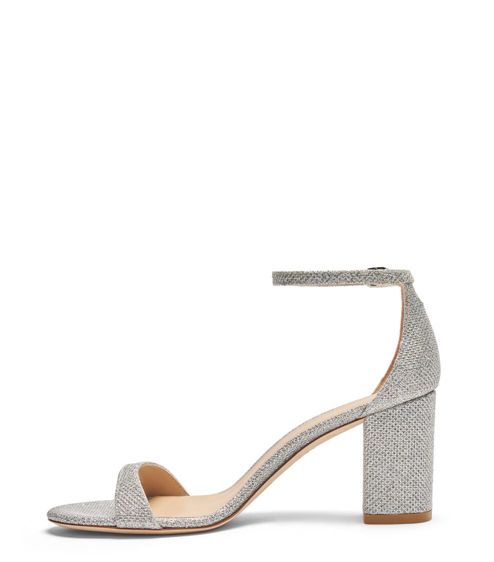 Stuart Weitzman NUDIST II 75 BLOCK SANDAL en CRISTAL de Mujer | Stuart Weitzman® Último día