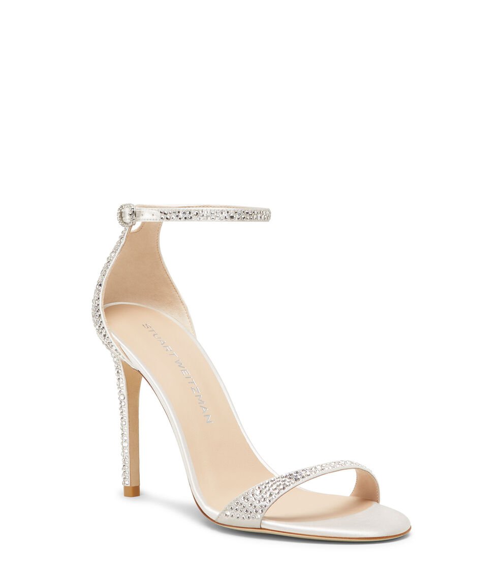 Stuart Weitzman NUDIST SHINE 100 SANDAL en CLARO/CREMA de Mujer | Stuart Weitzman® Precio de fábrica