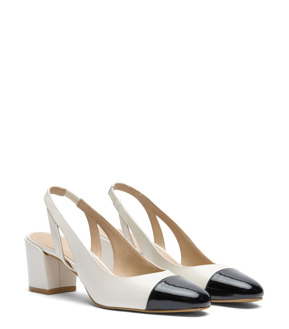 Stuart Weitzman SLEEK 50 SLINGBACK en CREMA/NEGRO de Mujer | Stuart Weitzman® Outlet online