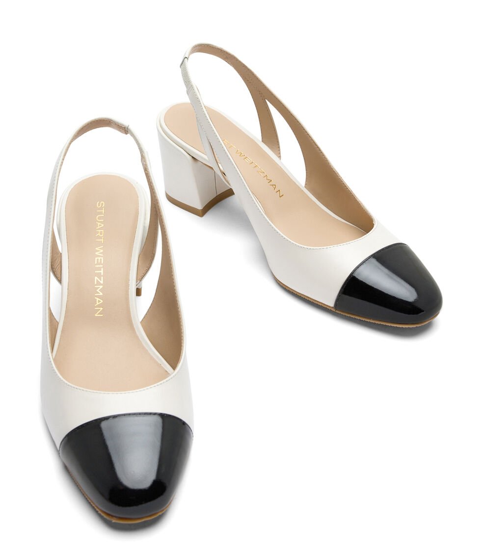 Stuart Weitzman SLEEK 50 SLINGBACK en CREMA/NEGRO de Mujer | Stuart Weitzman® Outlet online