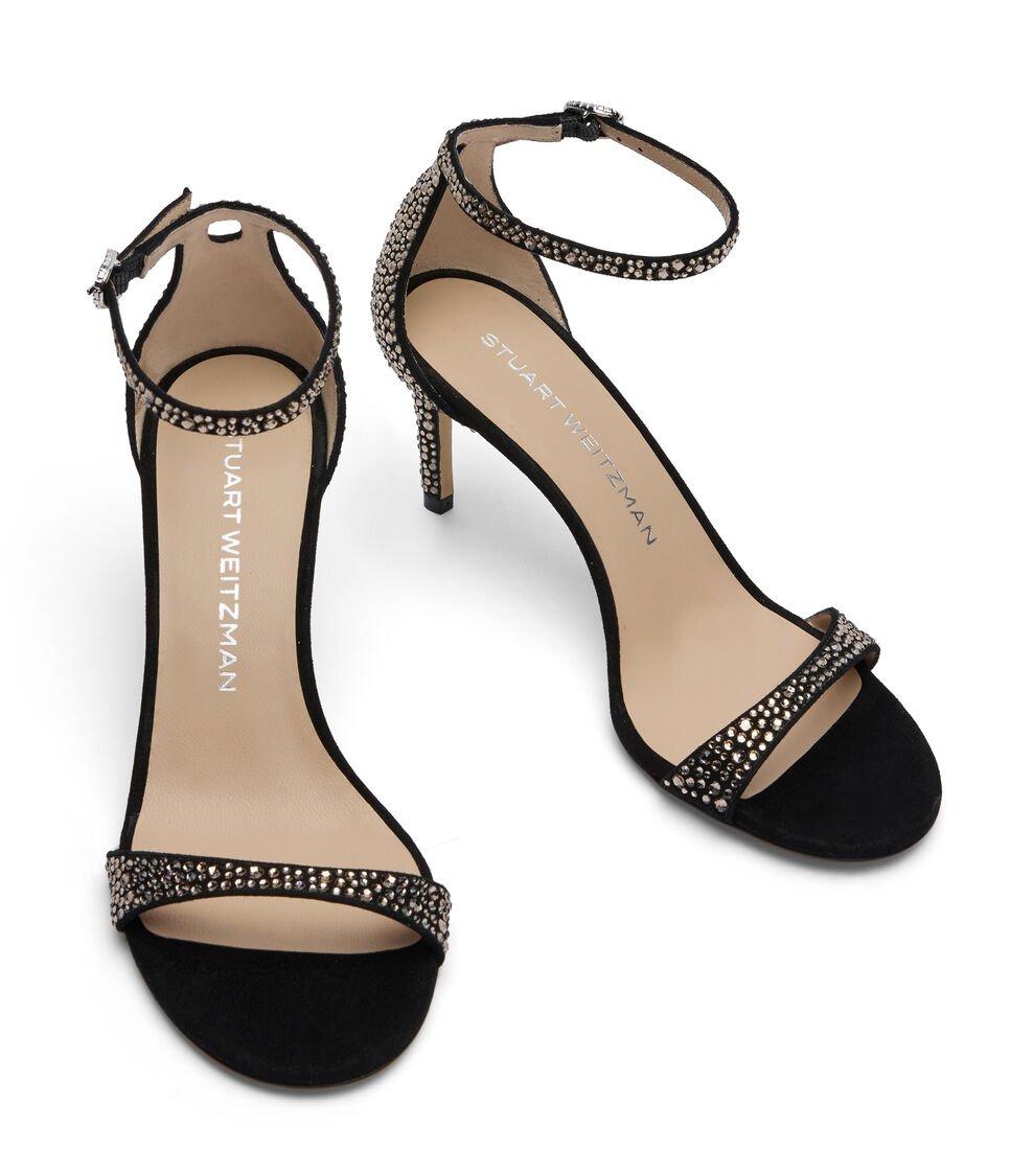 Stuart Weitzman NUDIST SHINE 75 SANDAL en JET HEMATITE/NEGRO de Mujer | Stuart Weitzman® Promoción por tiempo limitado
