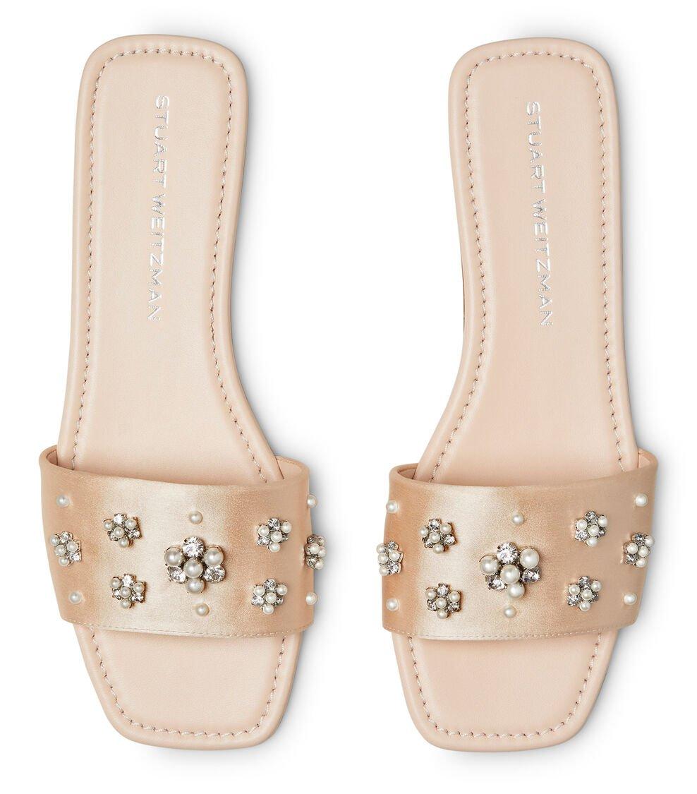 Stuart Weitzman POPPY FLAT SLIDE en BLUSH/CLARO/NATURAL de Mujer | Stuart Weitzman® Envío internacional gratuito