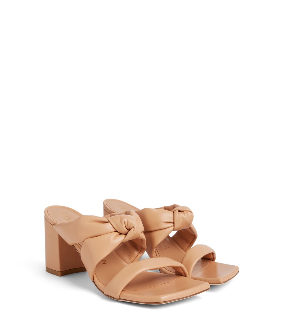 Stuart Weitzman PLAYA 75 KNOT BLOCK SLIDE en ROJIZO de Mujer | Stuart Weitzman® Rebajas top