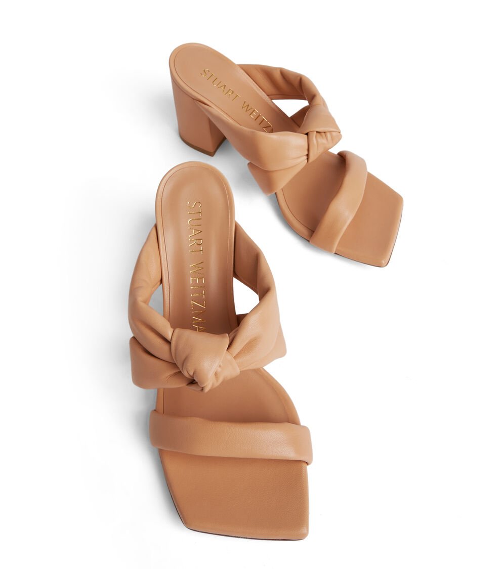 Stuart Weitzman PLAYA 75 KNOT BLOCK SLIDE en ROJIZO de Mujer | Stuart Weitzman® Rebajas top