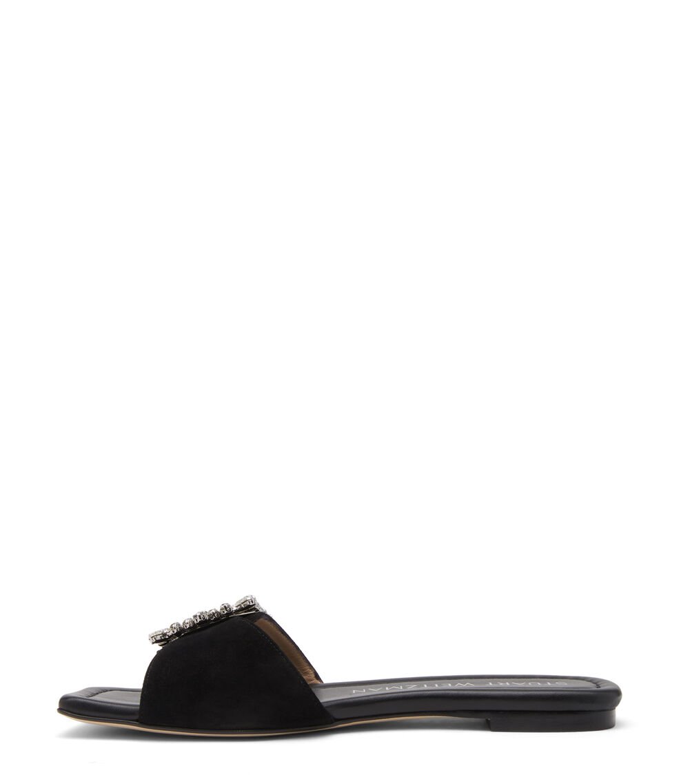 Stuart Weitzman SHINE BUCKLE SLIDE SANDAL en NEGRO de Mujer | Stuart Weitzman® Últimos 3 días
