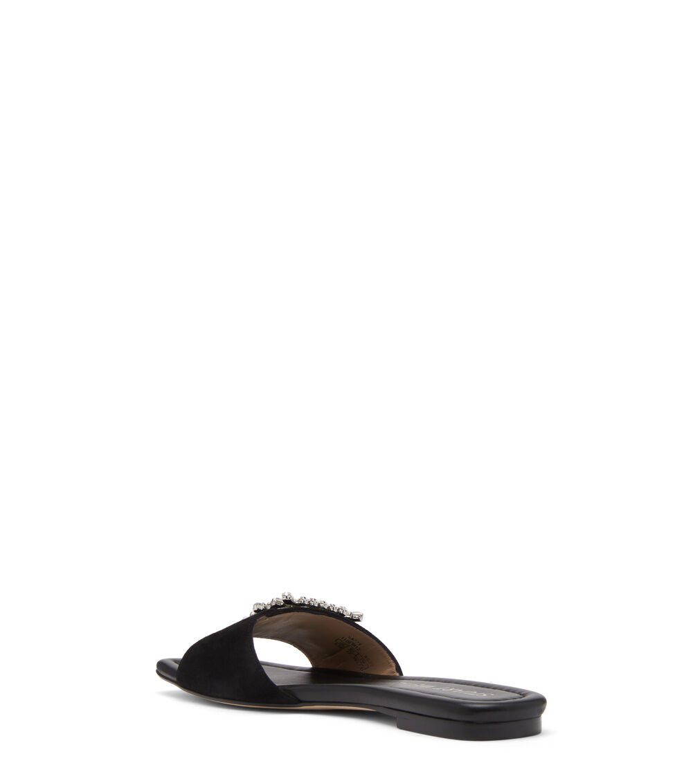 Stuart Weitzman SHINE BUCKLE SLIDE SANDAL en NEGRO de Mujer | Stuart Weitzman® Últimos 3 días