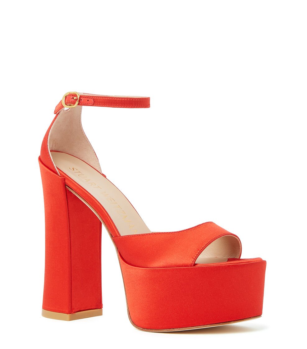 Stuart Weitzman SKYHIGH 145 PLATFORM SANDAL en ROJO CARMÍN de Mujer | Stuart Weitzman® Último día
