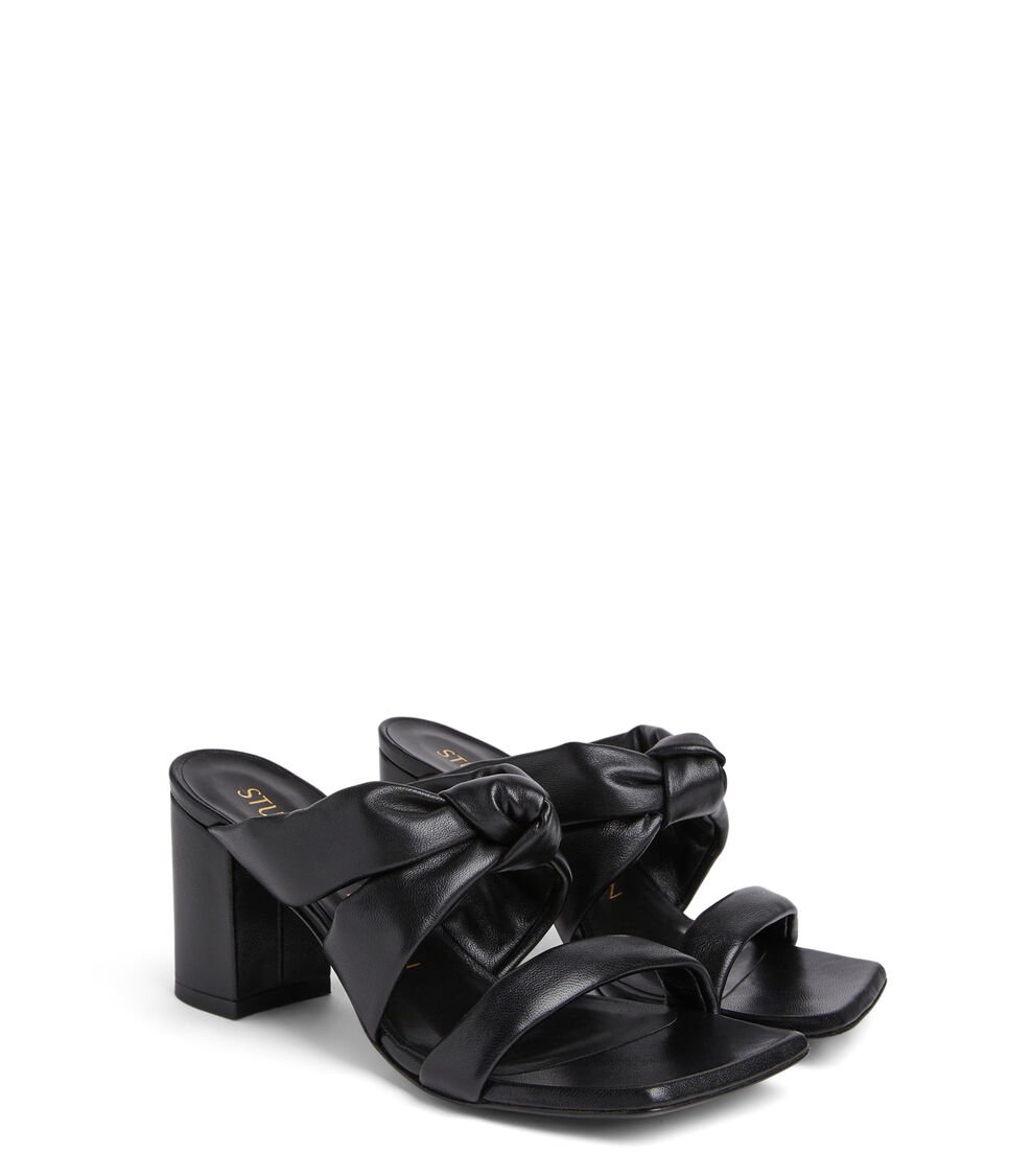 Stuart Weitzman PLAYA 75 KNOT BLOCK SLIDE en NEGRO de Mujer | Stuart Weitzman® En línea