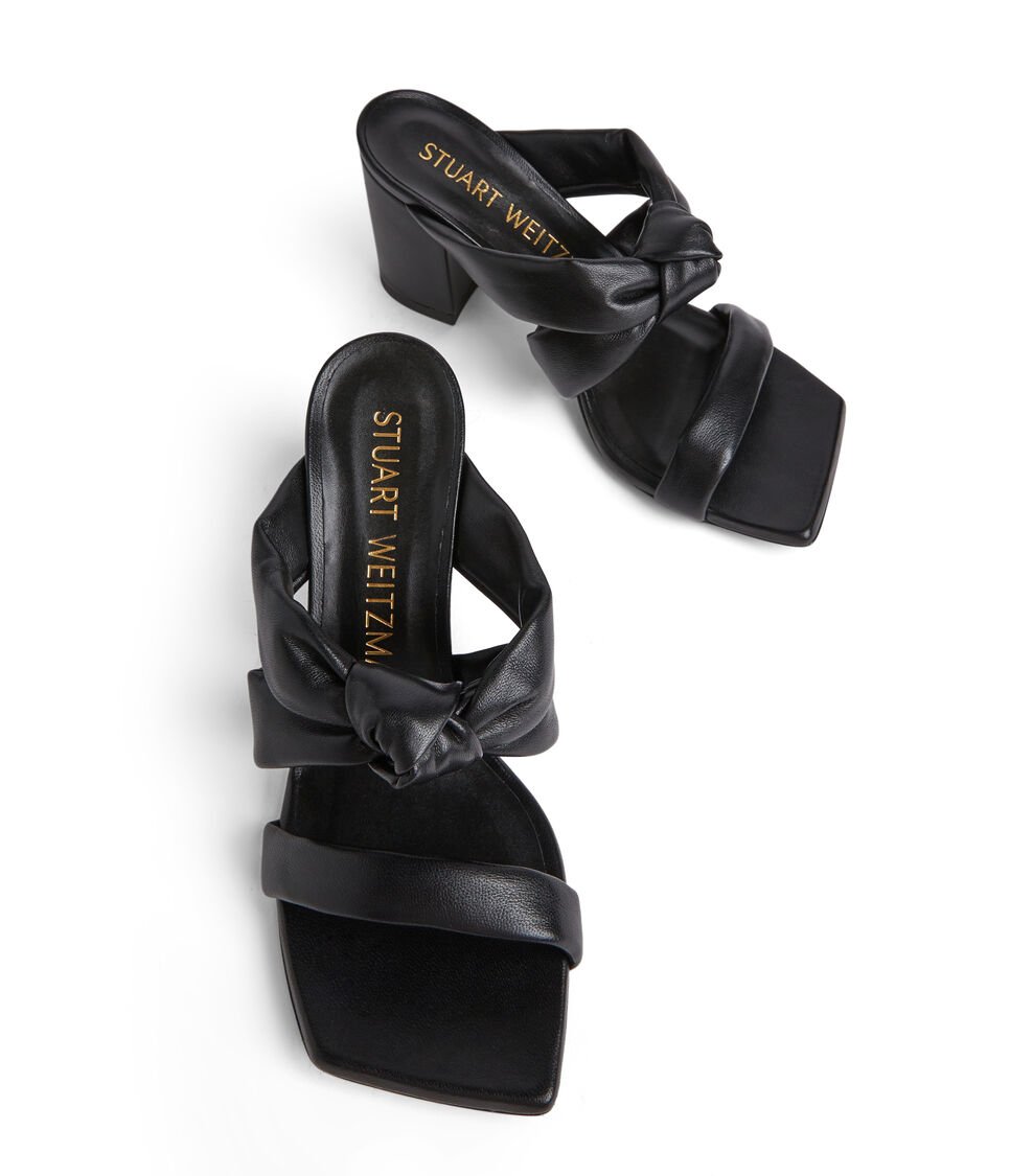 Stuart Weitzman PLAYA 75 KNOT BLOCK SLIDE en NEGRO de Mujer | Stuart Weitzman® En línea
