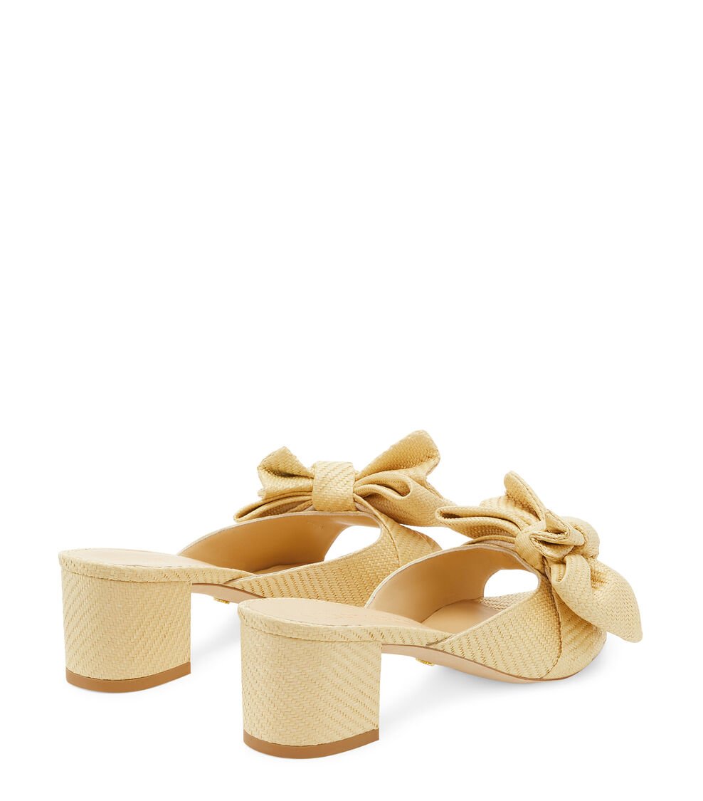 Stuart Weitzman LOVEKNOT 50 BLOCK SLIDE en TRIGO de Mujer | Stuart Weitzman® Outlet online