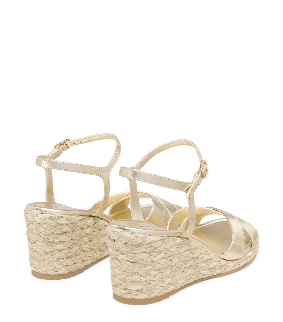 Stuart Weitzman DAYNA ESPADRILLE WEDGE en LIGHT GOLD/NATURAL de Mujer | Stuart Weitzman® Ofertas