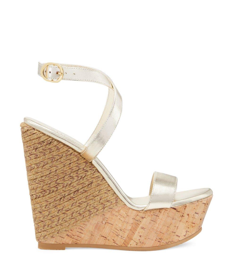 Stuart Weitzman 5050 WEDGE SANDAL en PLATEADO de Mujer | Stuart Weitzman®