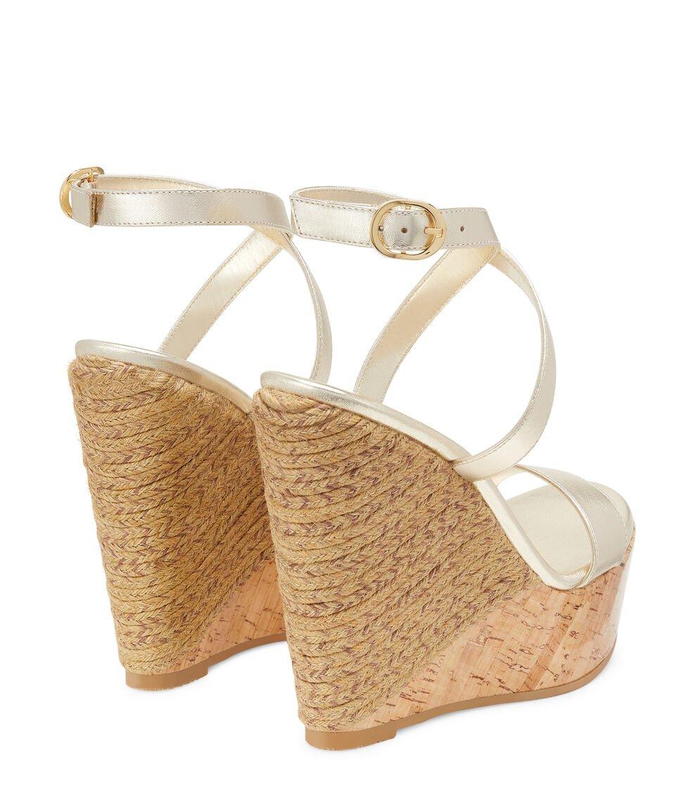 Stuart Weitzman 5050 WEDGE SANDAL en PLATEADO de Mujer | Stuart Weitzman® Venta caliente
