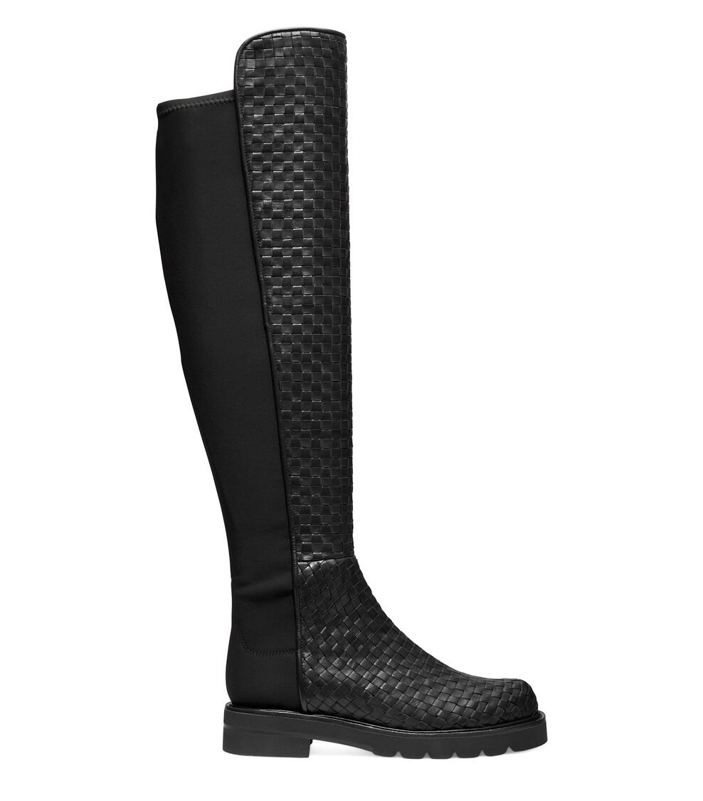 Stuart Weitzman 5050 LIFT WOVEN BOOT en NEGRO de Mujer | Stuart Weitzman® Descuento