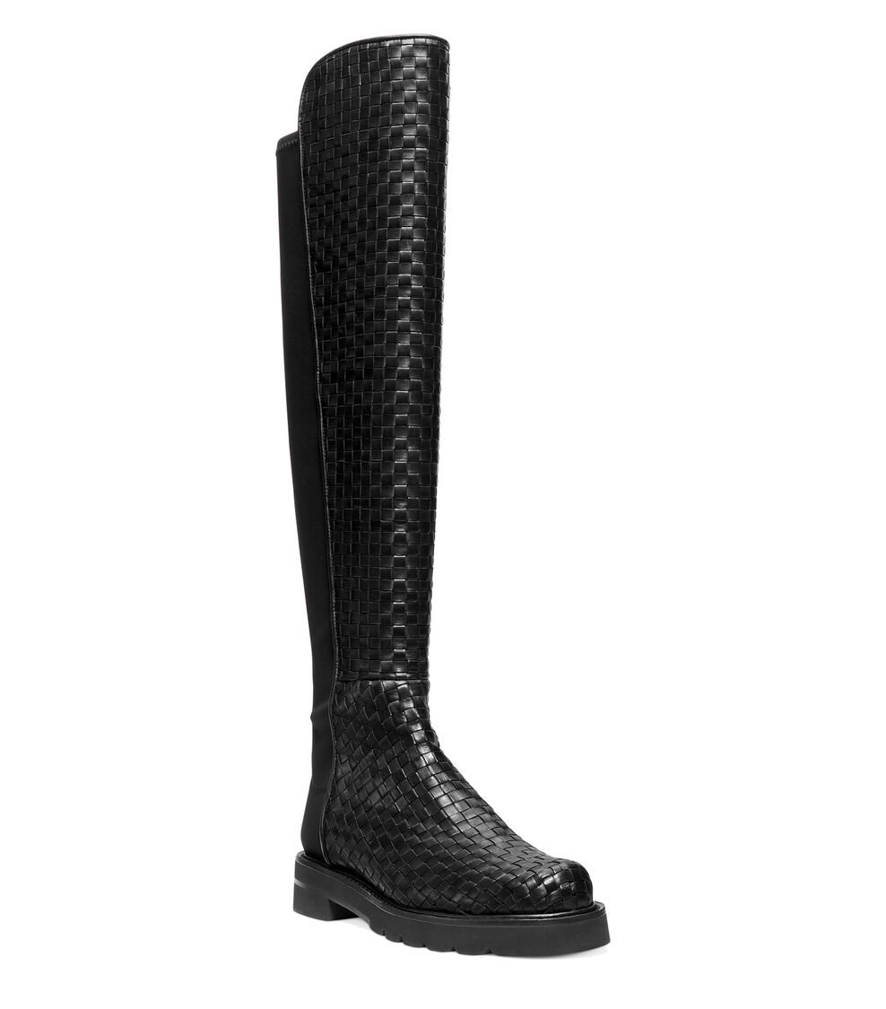 Stuart Weitzman 5050 LIFT WOVEN BOOT en NEGRO de Mujer | Stuart Weitzman® Descuento