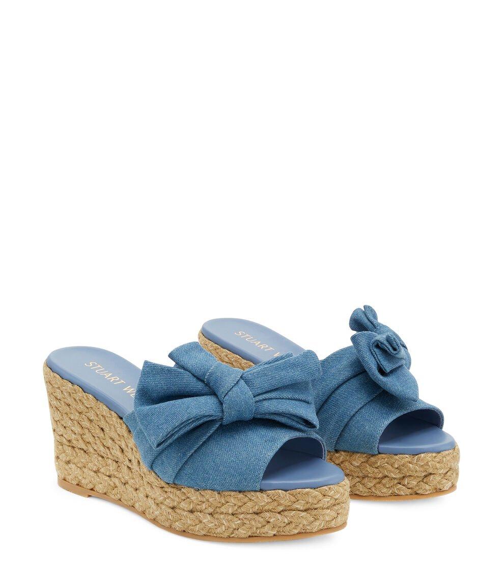 Stuart Weitzman LOVEKNOT ESPADRILLE WEDGE SLIDE en LIGHT de Mujer | Stuart Weitzman® Oferta especial de fábrica