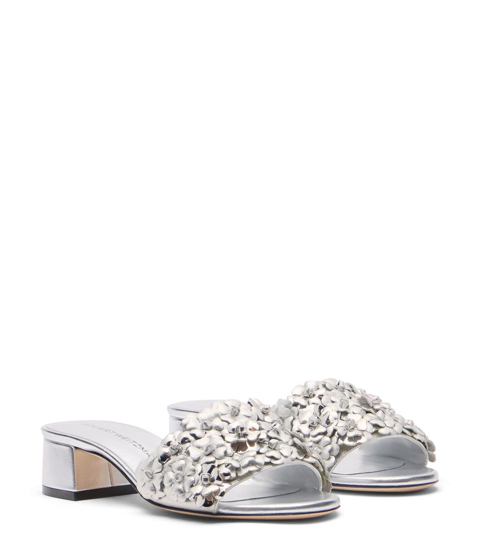 Stuart Weitzman MEADOW 35 SLIDE en PLATA de Mujer | Stuart Weitzman® Superdescuento