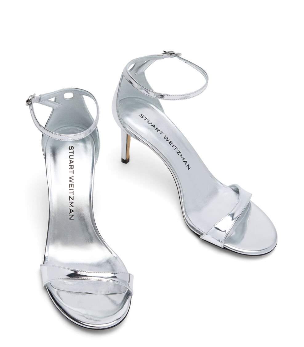 Stuart Weitzman NUDIST II SANDAL 75 en PLATA de Mujer | Stuart Weitzman® Grandes descuentos
