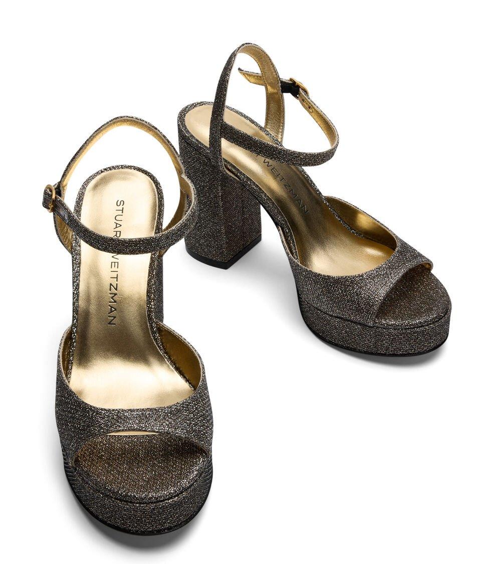 Stuart Weitzman DAYNA II PLATFORM SANDAL en NEW PYRITE de Mujer | Stuart Weitzman® Limitado a 3 días