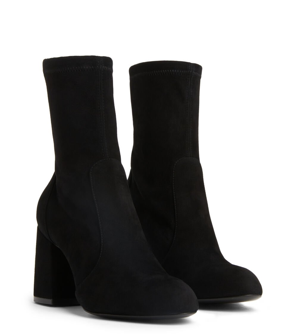 Stuart Weitzman FLAREBLOCK 85 STRETCH BOOTIE en NEGRO de Mujer | Stuart Weitzman® Descuentos del mes