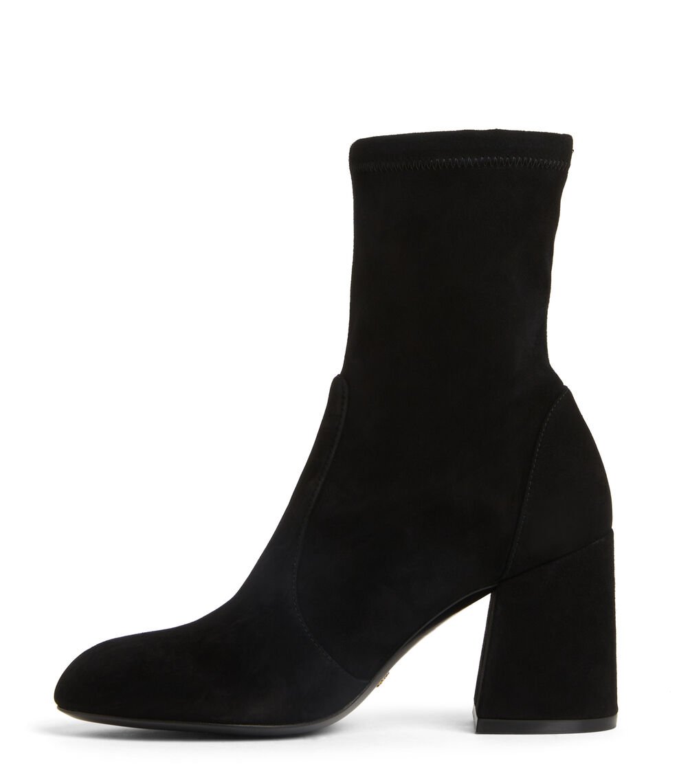 Stuart Weitzman FLAREBLOCK 85 STRETCH BOOTIE en NEGRO de Mujer | Stuart Weitzman® Descuentos del mes