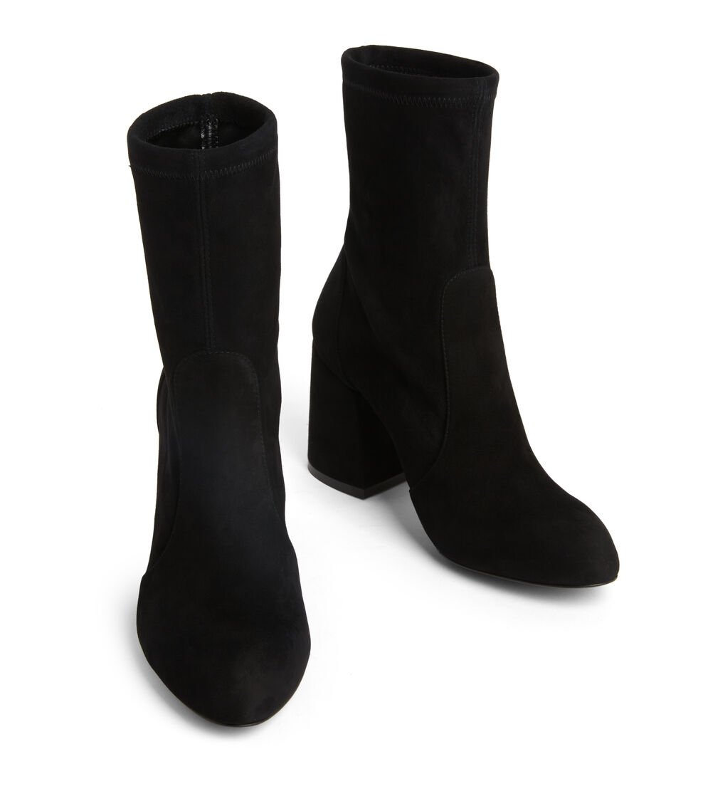 Stuart Weitzman FLAREBLOCK 85 STRETCH BOOTIE en NEGRO de Mujer | Stuart Weitzman® Descuentos del mes