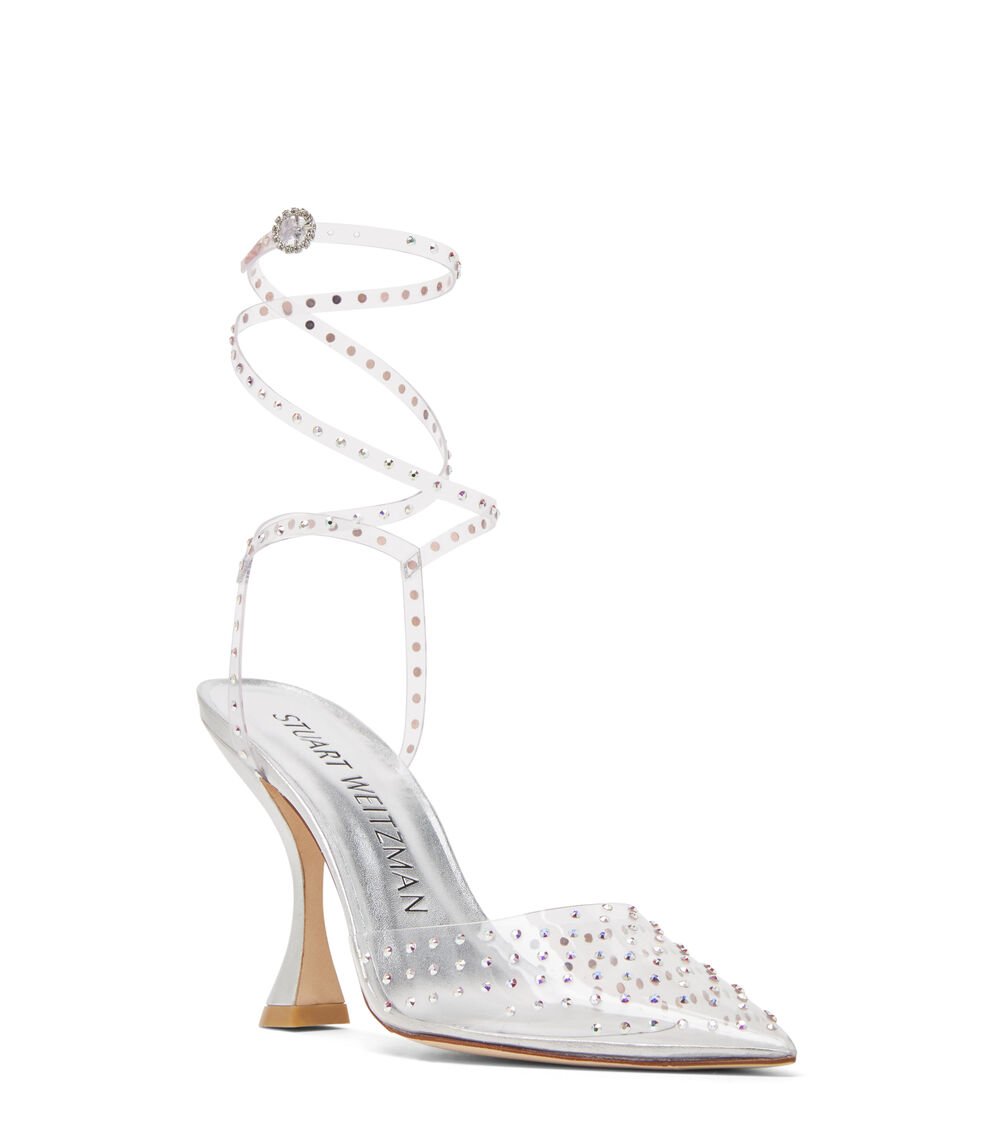 Stuart Weitzman GLAM XCURVE 100 WRAP PUMP en PLATEADO de Mujer | Stuart Weitzman® Devoluciones gratuitas