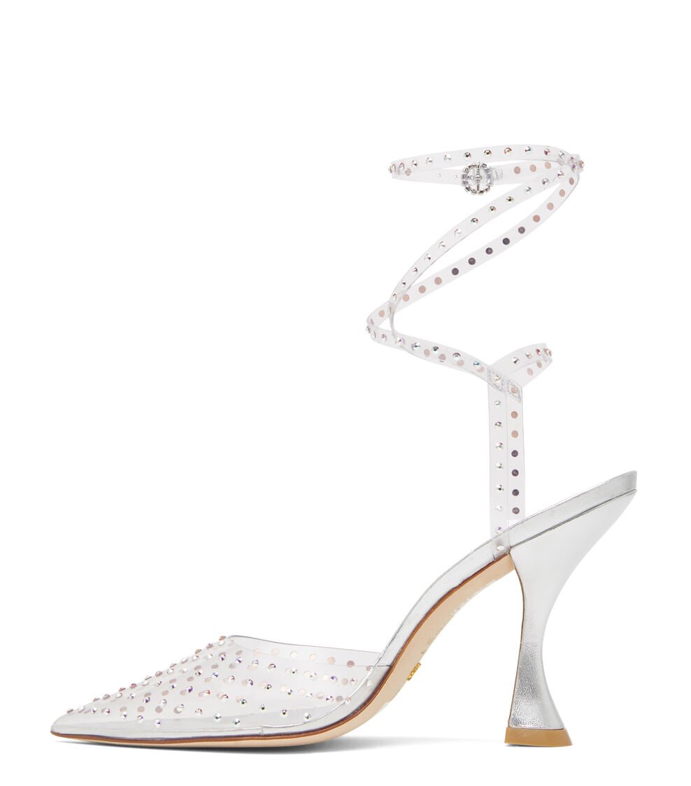 Stuart Weitzman GLAM XCURVE 100 WRAP PUMP en PLATEADO de Mujer | Stuart Weitzman® Devoluciones gratuitas