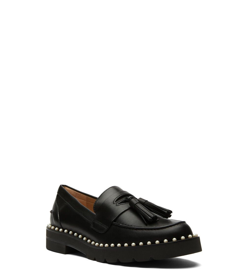 Stuart Weitzman MILA LIFT PEARL LOAFER en NEGRO de Mujer | Stuart Weitzman® Outlet online