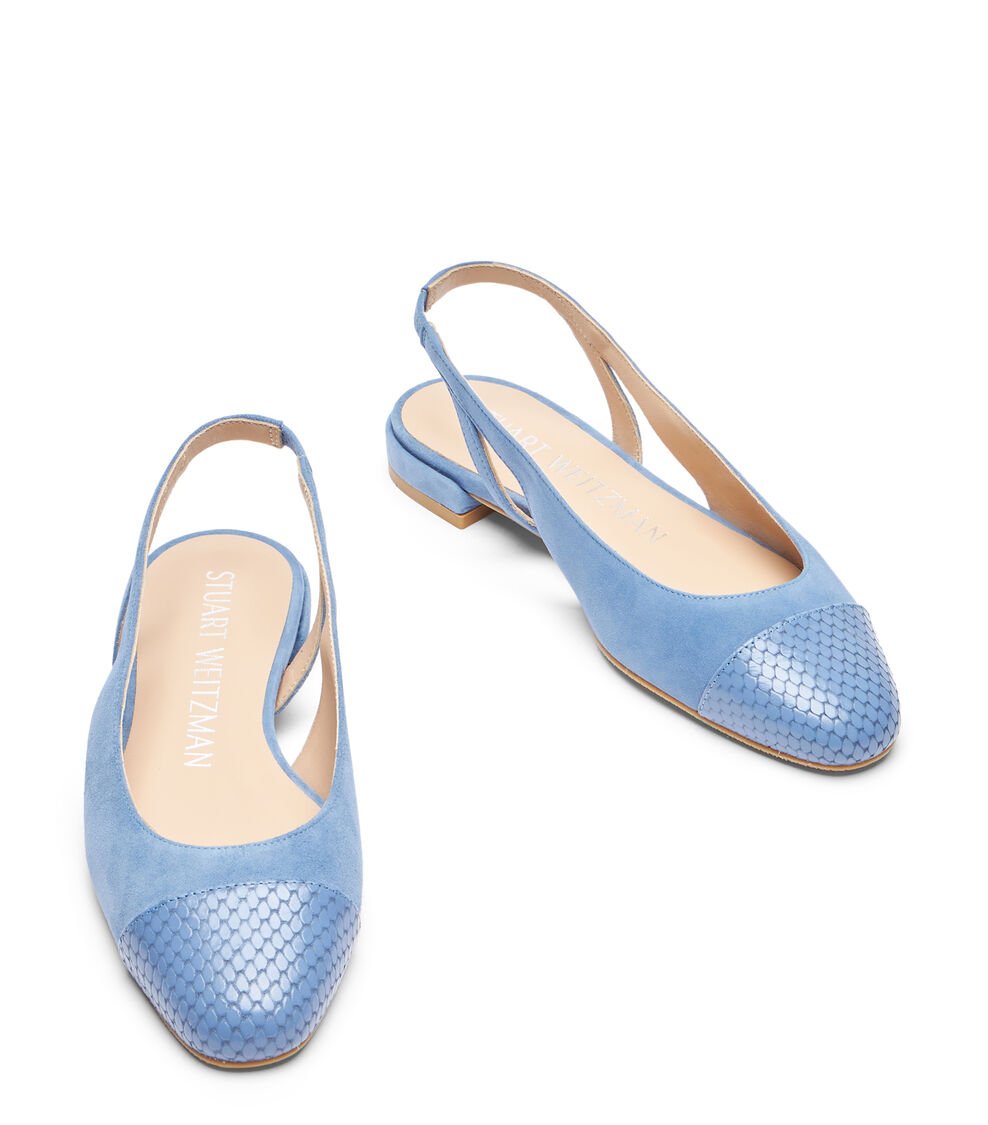 Stuart Weitzman SLEEK SLINGBACK en ACERO AZUL de Mujer | Stuart Weitzman® Oferta especial