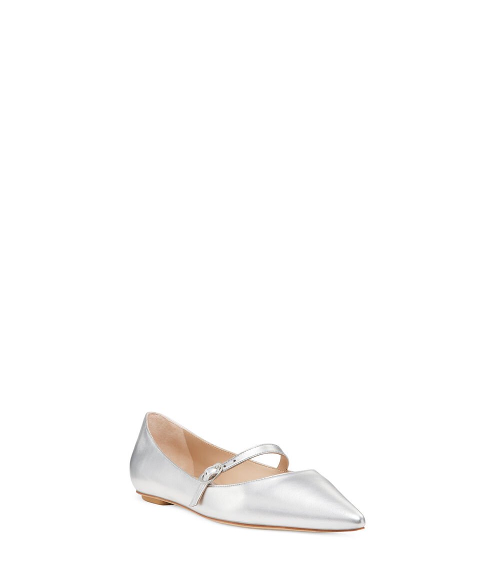 Stuart Weitzman EMILIA MARY JANE FLAT en PLATA de Mujer | Stuart Weitzman® Ofertas de temporada