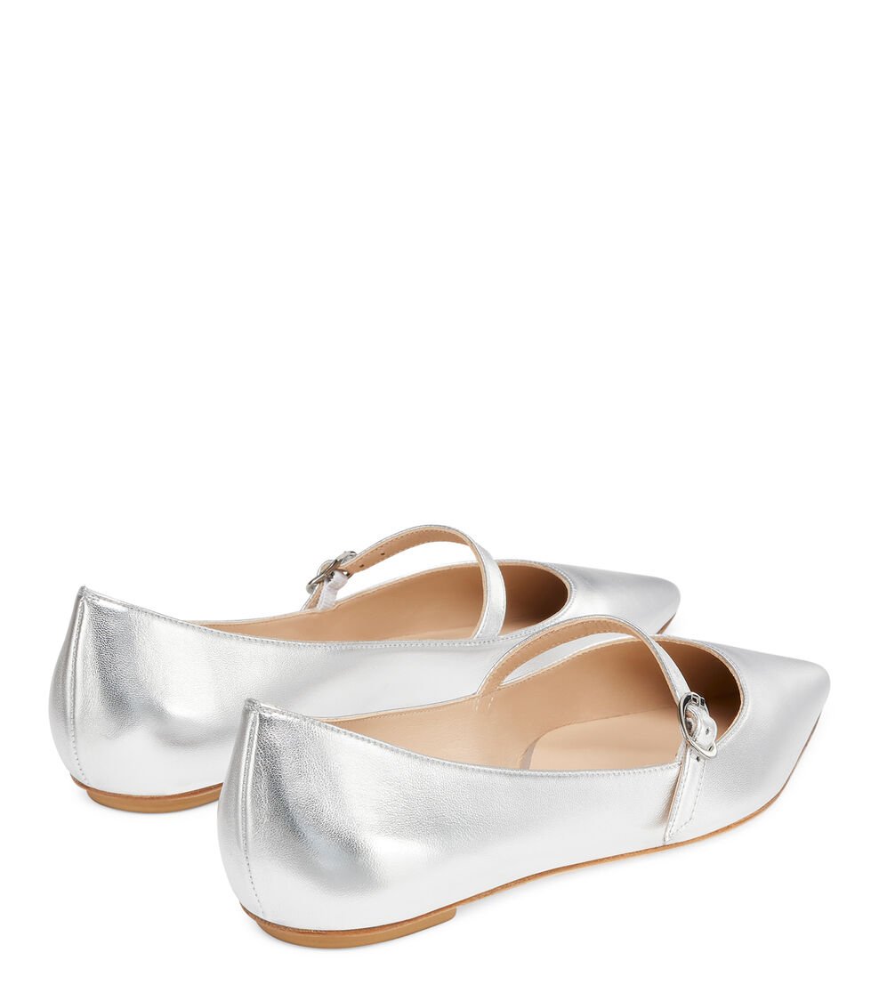 Stuart Weitzman EMILIA MARY JANE FLAT en PLATA de Mujer | Stuart Weitzman® Ofertas de temporada