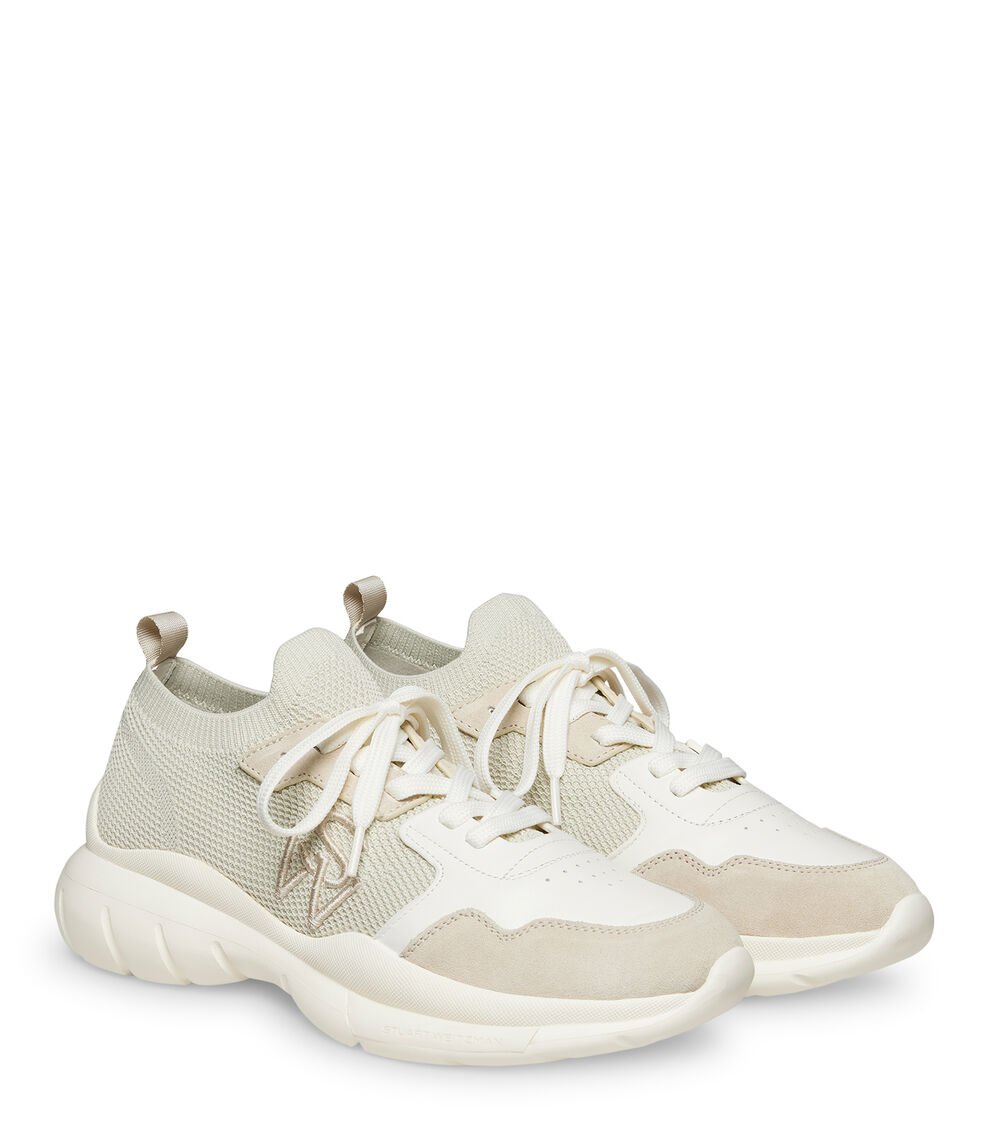 Stuart Weitzman 5050 SNEAKER en BEIGE CLARO/BLANCO HUESO de Mujer | Stuart Weitzman® Promoción por tiempo limitado
