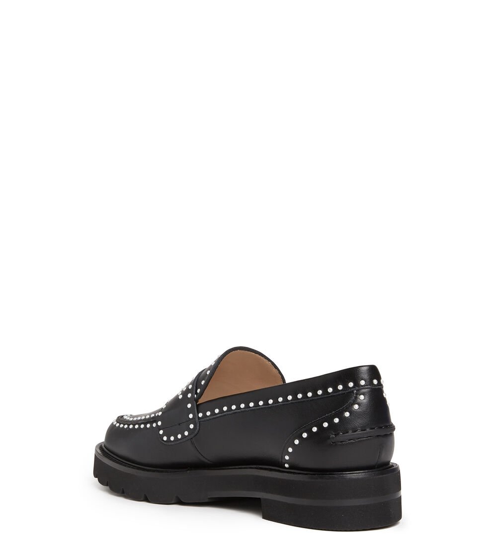 Stuart Weitzman PARKER LIFT MINI PEARL LOAFER en NEGRO de Mujer | Stuart Weitzman® Grandes ahorros