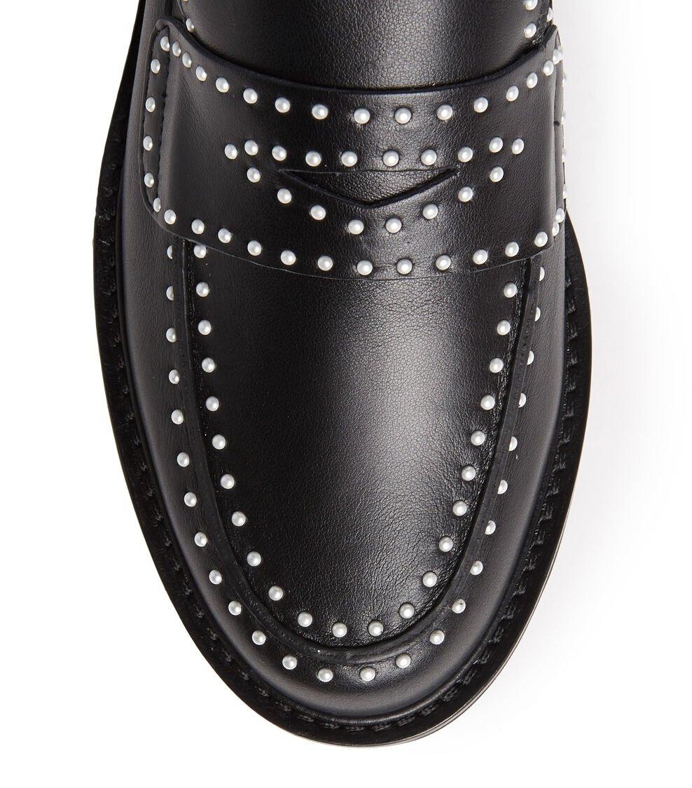 Stuart Weitzman PARKER LIFT MINI PEARL LOAFER en NEGRO de Mujer | Stuart Weitzman® Grandes ahorros