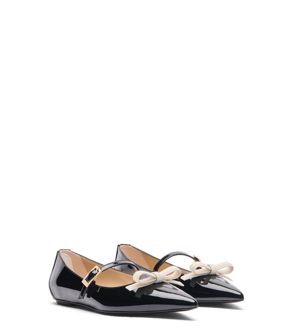 Stuart Weitzman STUART FELICITY MARY JANE FLAT en NEGRO/CREMA de Mujer | Stuart Weitzman® Rebajas de fin de temporada