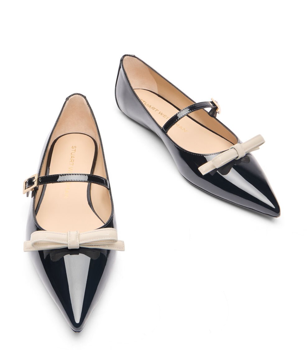 Stuart Weitzman STUART FELICITY MARY JANE FLAT en NEGRO/CREMA de Mujer | Stuart Weitzman® Rebajas de fin de temporada