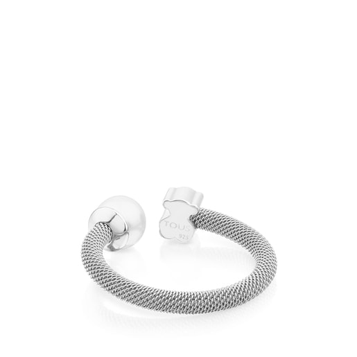 Tous Anillo de plata y perla cultivada motivo oso Icon Mesh Liquidación