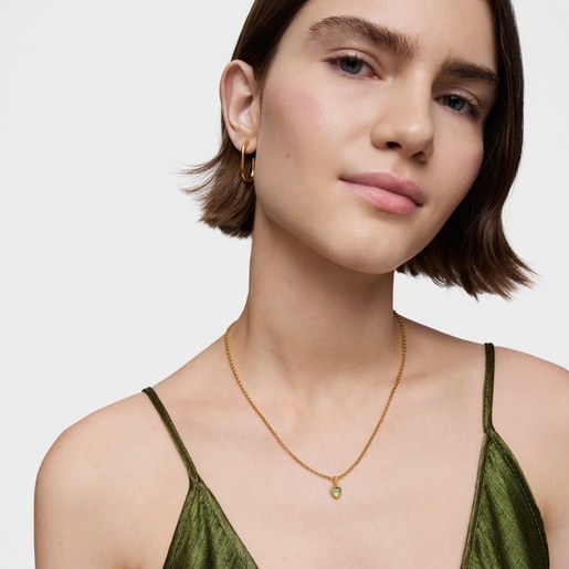 Tous Colgante pequeño con baño de oro 18 kt sobre plata y peridoto Medallions Ofertas