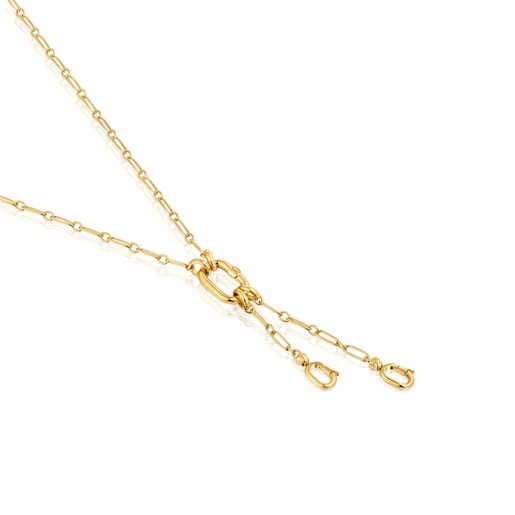 Tous Collar corto con baño de oro 18 kt sobre plata con doble detalle colgante y anilla Hold Oval Ventas relámpago