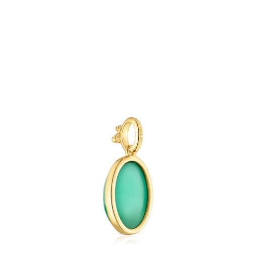 Tous Colgante pequeño con baño de oro 18 kt sobre plata y calcedonia verde Medallions Tienda