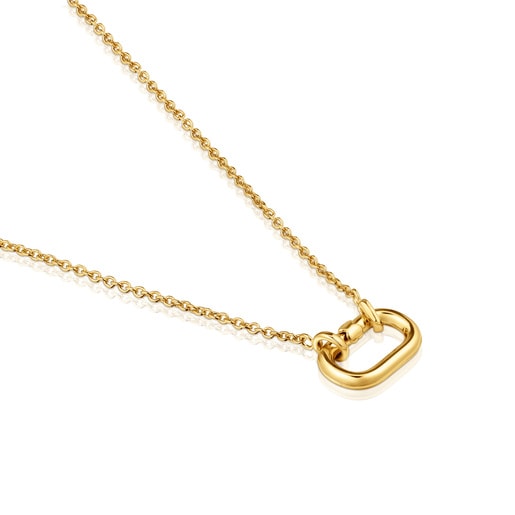 Tous Collar corto con baño de oro 18 kt sobre plata con anilla Hold Oval Mejor oferta